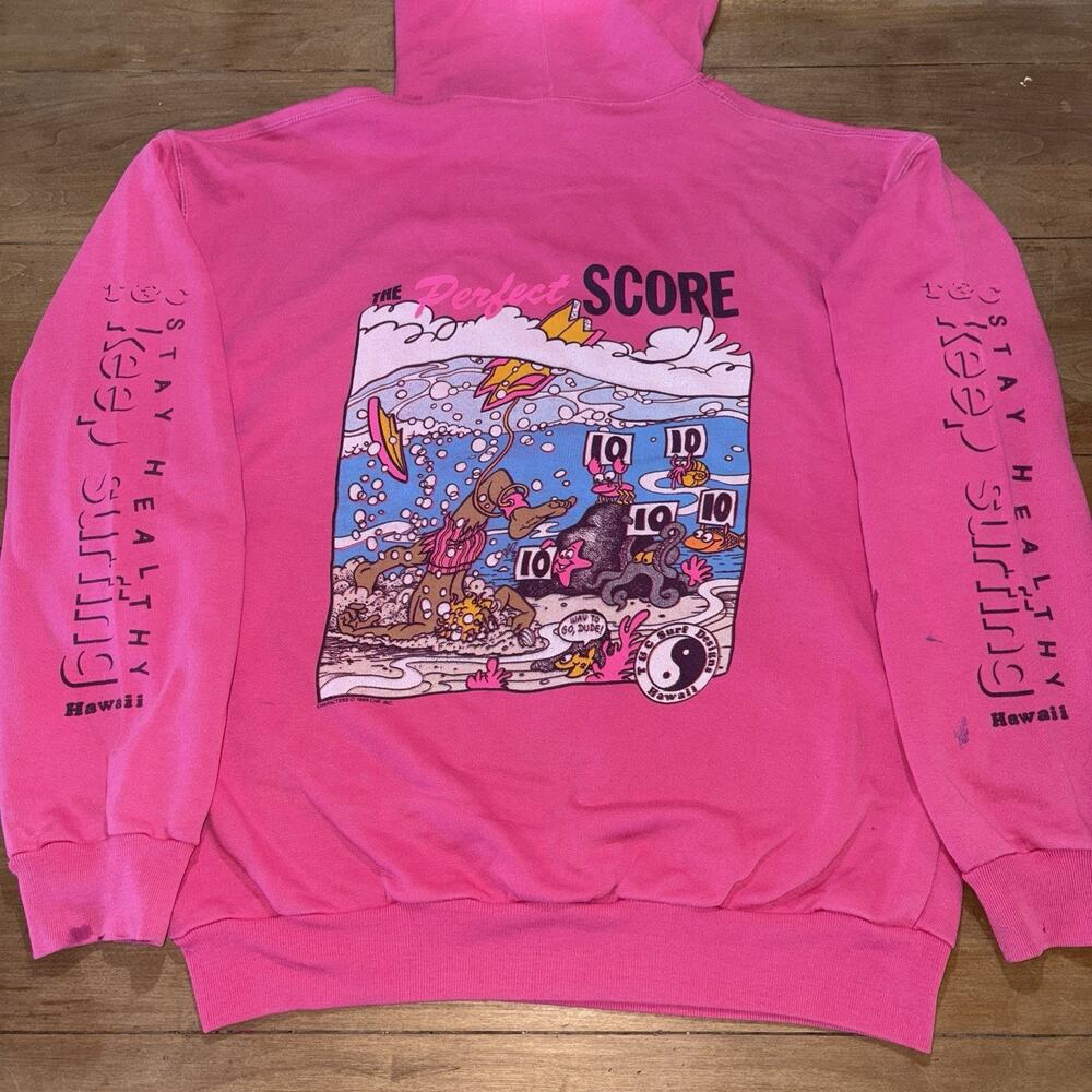 VTG 80s T&C Surf Designs Hawaii Distressed The Perfect Score Pullover Hoodie